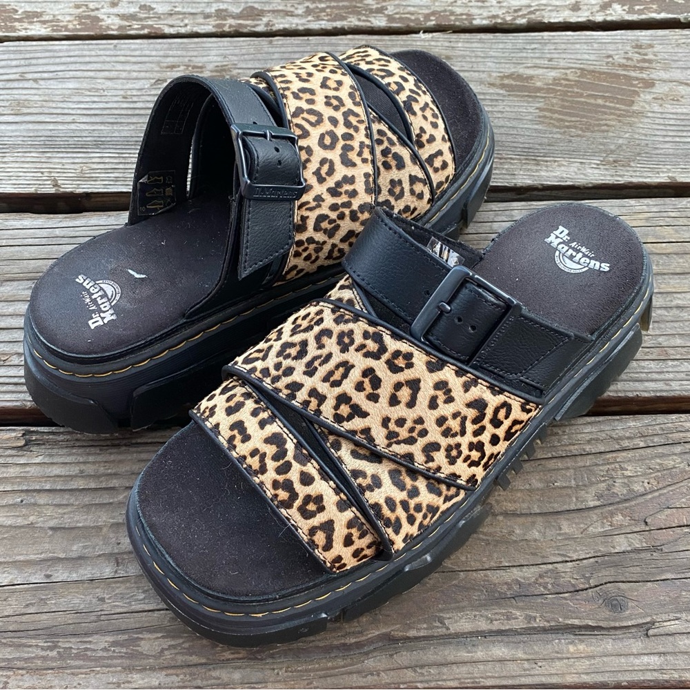 Dr. Marten Mattison leopard print platform slides sandal cheetah - Picture 8 of 9
